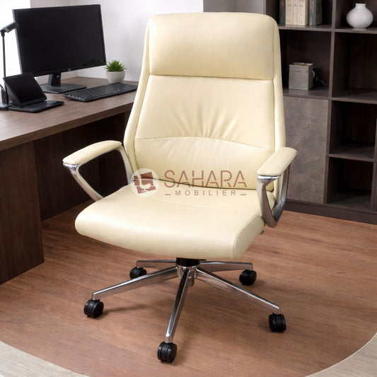 Détail revêtement simili-cuir fauteuils de direction Éminence C0660 finition premium