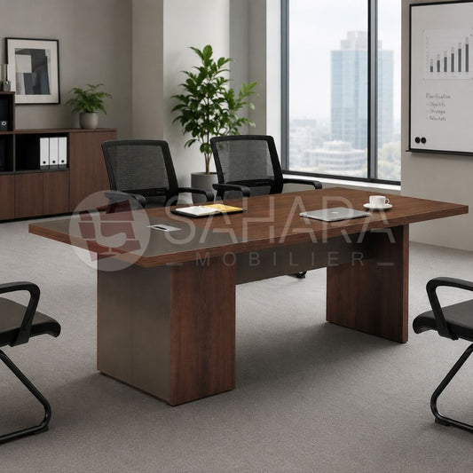 Table de réunion moderne au design sobre et élégant, idéale pour les salles de réunion, espaces de conférence et bureaux de direction.