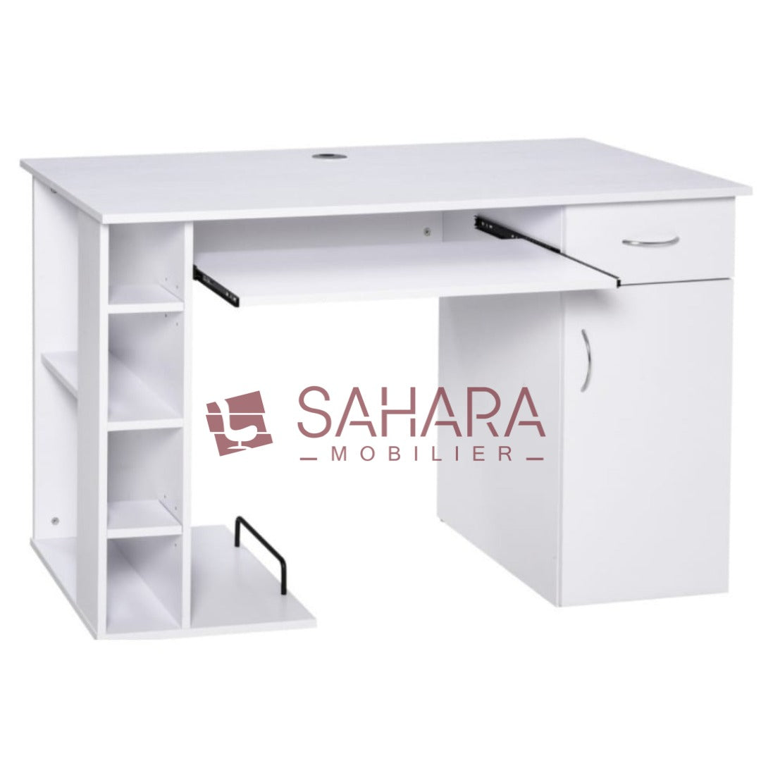 Table de travail pour ordinateur en MDF Structure en MDF résistante;
Équipée d'un support clavier coulissant;
2 étagères ou plus sous le plateau;
Style moderne;
Dimensions (P x L x H): 40 x 80 x 75 cm