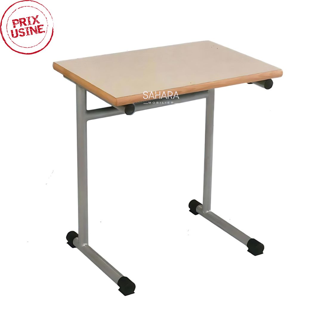 Table individuel piétement en métal chromé forme L