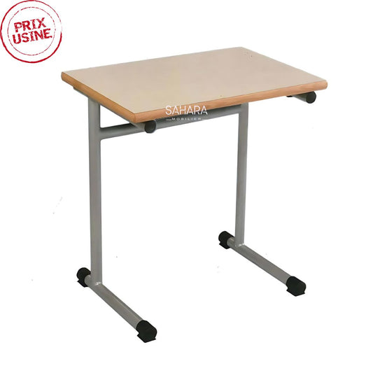 Table individuel piétement en métal chromé forme L