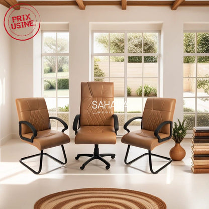 Ensemble Fauteuil en simili cuir Marron  Réf. B3392