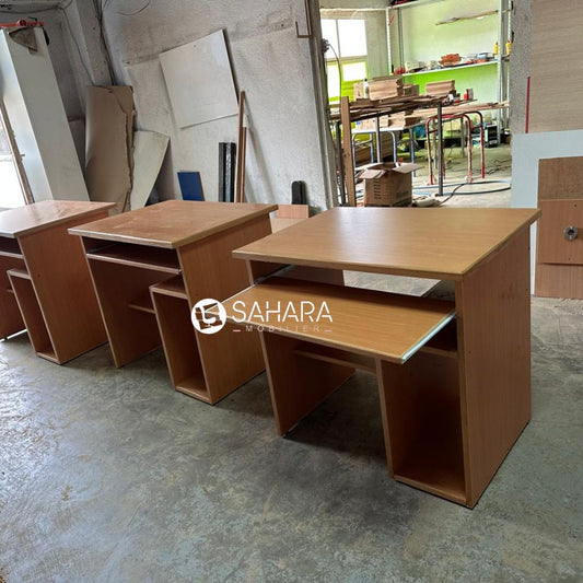 bureau de travail ordinateur, composé d'un support pour unité centrale, porte clavier 