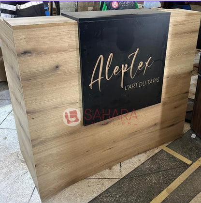 comptoir d'accueil avec logo aleptex printer avce laser