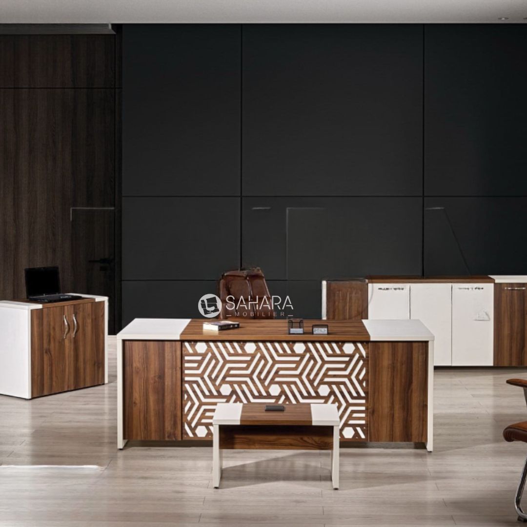 pack bureau direction avec Motif artisanal sur le voile, le pack est composé d'un bahut 