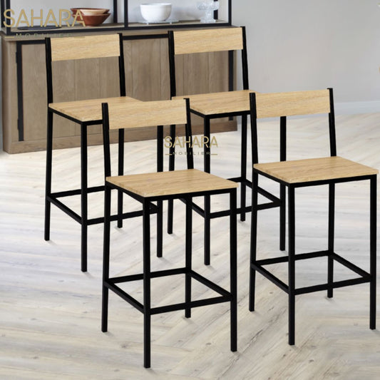 LOT DE 4 TABOURETS DE BAR DETROIT AVEC DOSSIER CHAISE DE CUISINE DESIGN INDUSTRIEL Réf B3015