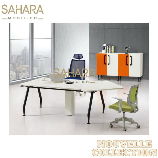 Bureau de travail en bois Blanc Réf B2596 – SAHARA MOBILIER