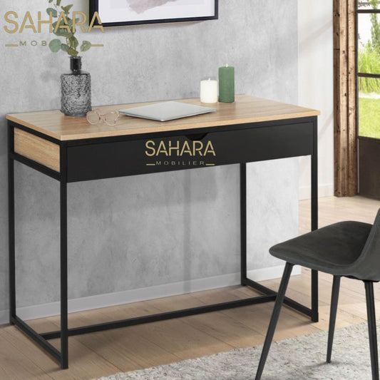 Bureau 1 tiroir Noir BOSTON DESIGN INDUSTRIEL B2530