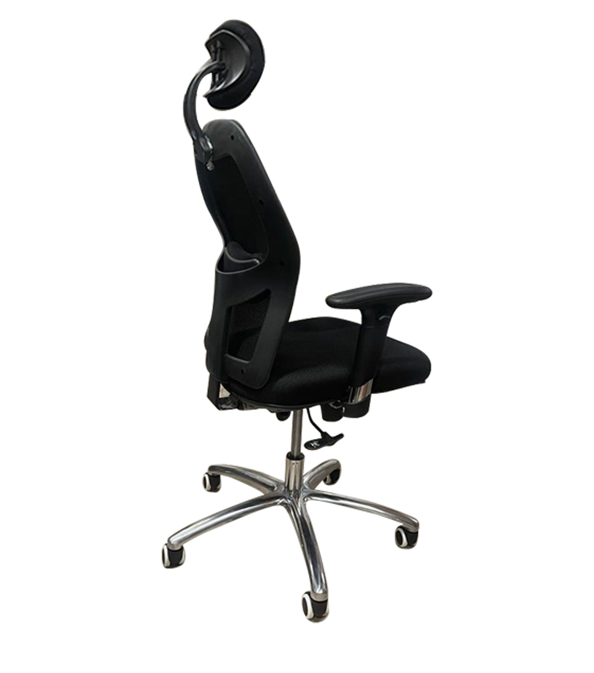 fauteuil de bureau sur 5 branches chromé avec accoudoirs ajustable à la hauteur