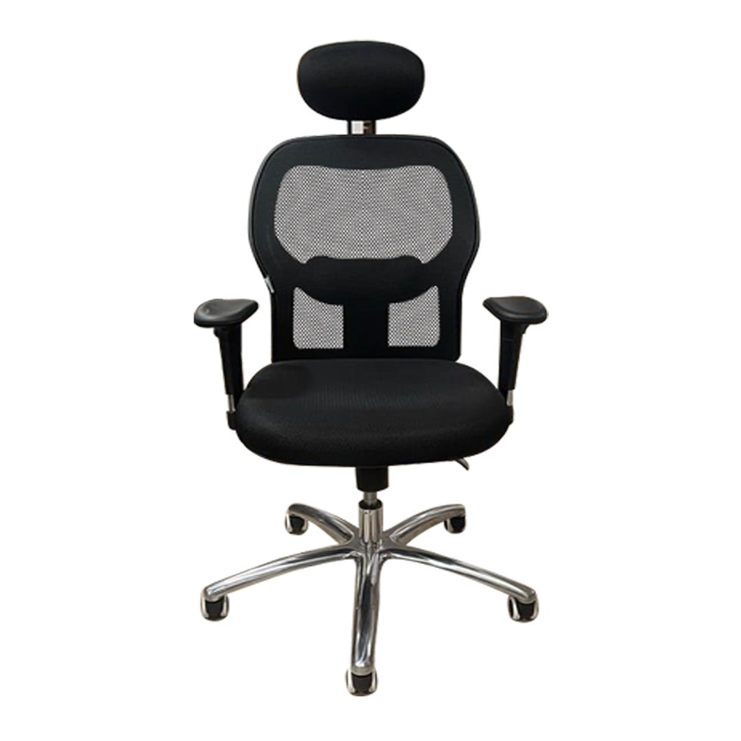 fauteuil de bureau sur 5 branches chromé avec accoudoirs ajustable à la hauteur
