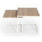 LOT DE 2 TABLES BASSES GIGOGNES 40/45 DESIGN INDUSTRIEL BOIS ET MÉTAL BLANC Réf B2505