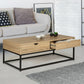 TABLE BASSE 2 TIROIRS 110 CM DESIGN INDUSTRIEL
